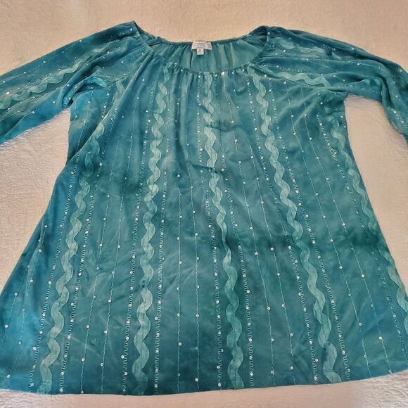 Tops - Shannon Ford New York Shirt Tunic Blouse Pullover Tie Dye Embroidered Sequins 2X